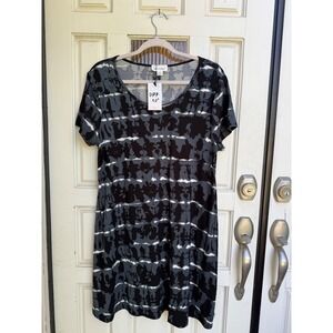 Kiwi & Punch Miami UPF 50+ Sun Dress XL Black Grey Abstract Tie Dye LSD9205 NEW